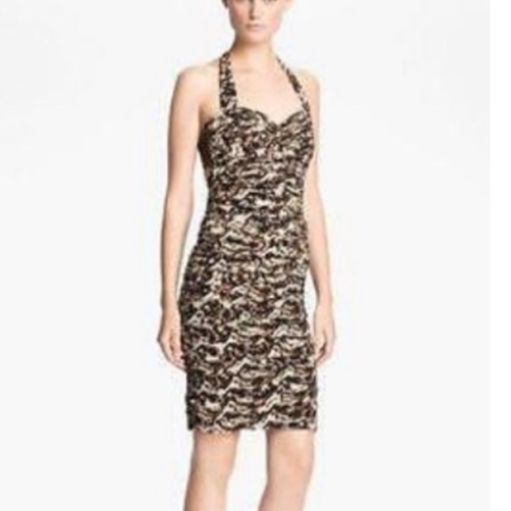 Alice + Olivia Ruched Silk Leopard Mini - Picture 2 of 4